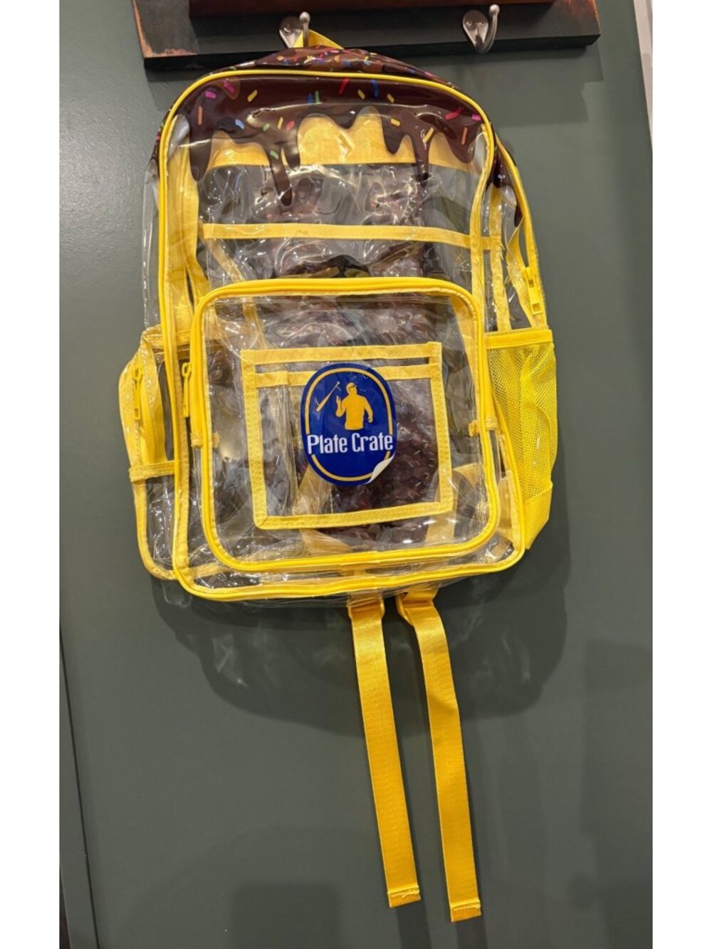 Plate Crate Baseball Clear Yellow Backpack Bag Chocolate Sprinkles Sports New